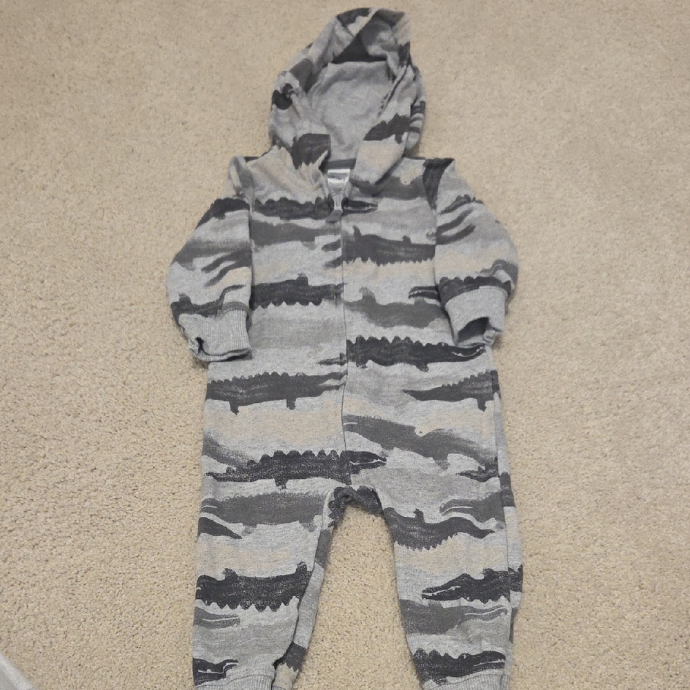 2/$20 Carter's Gray Alligator Print One Piece